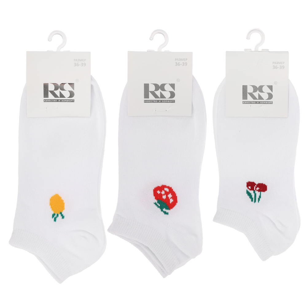 RS Носки женские укороченные, р. 36-39, 78% хлопок, 20% спандекс, 2% латекс, R158, разноцветные, арт.№ 019-488