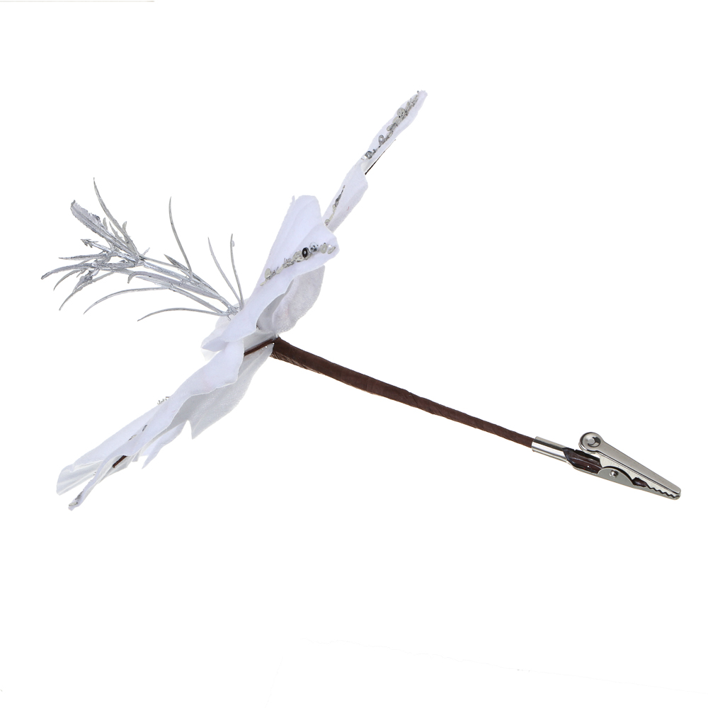 СНОУ БУМ Пуансетия 15 см на прищепке (5 лепестков), глиттер, металл, полиэстер, 26-605, арт.№ 348-049