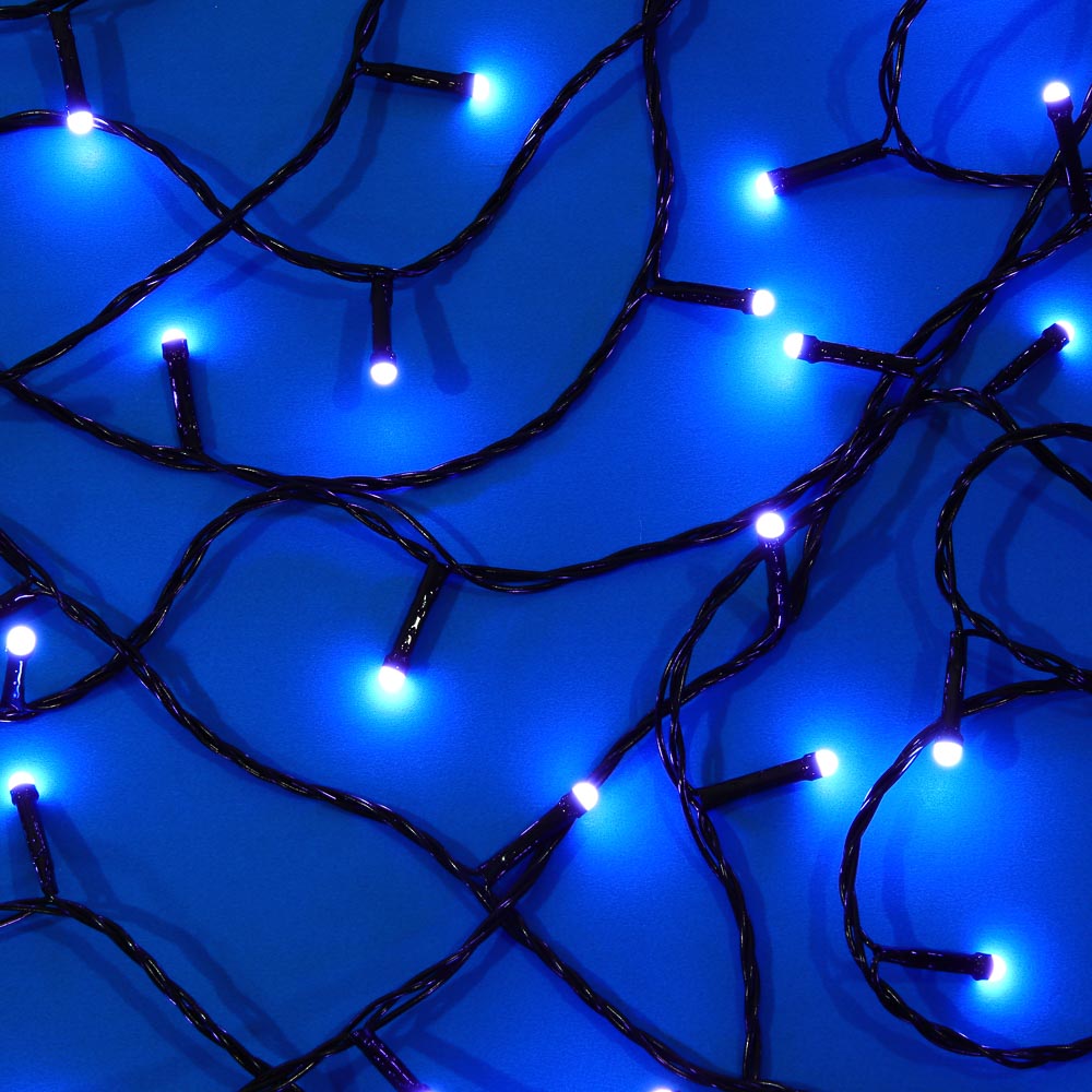 Гирлянда вьюн 10 м СНОУ БУМ, 100 LED ламп, белое свечение (8 режимов), ПВХ чёрный, 220В, арт.№ 384-213