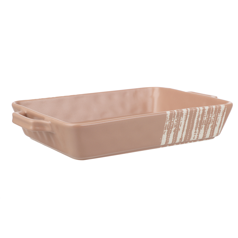 MILLIMI Форма для запекания и сервировки прямоугольная с ручками, керамика, 31х19х5,5 см, объем 1,4 л, бежевая, арт.№ 826-391