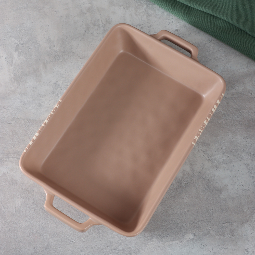 MILLIMI Форма для запекания и сервировки прямоугольная с ручками, керамика, 31х19х5,5 см, объем 1,4 л, бежевая, арт.№ 826-391