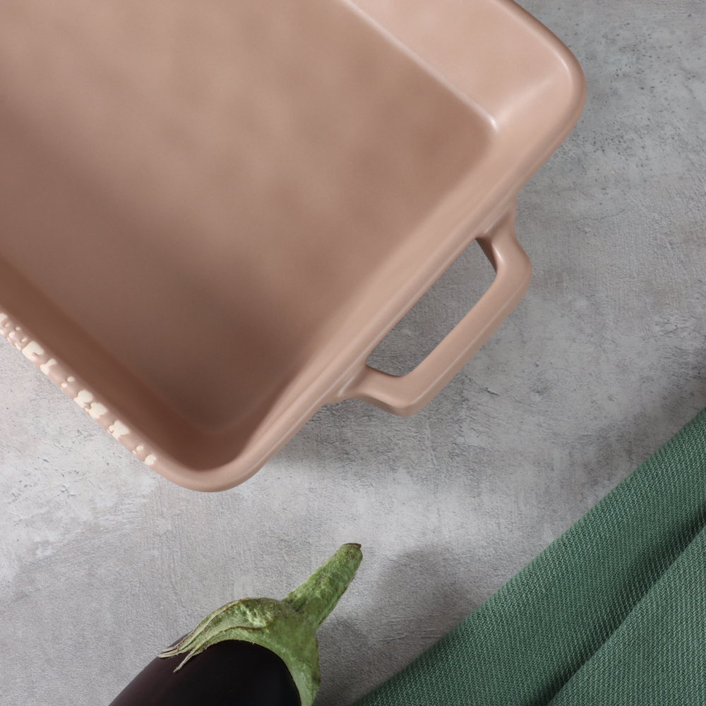 MILLIMI Форма для запекания и сервировки прямоугольная с ручками, керамика, 31х19х5,5 см, объем 1,4 л, бежевая, арт.№ 826-391