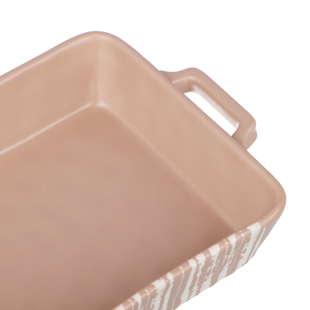 MILLIMI Форма для запекания и сервировки прямоугольная с ручками, керамика, 31х19х5,5 см, объем 1,4 л, бежевая, арт.№ 826-391