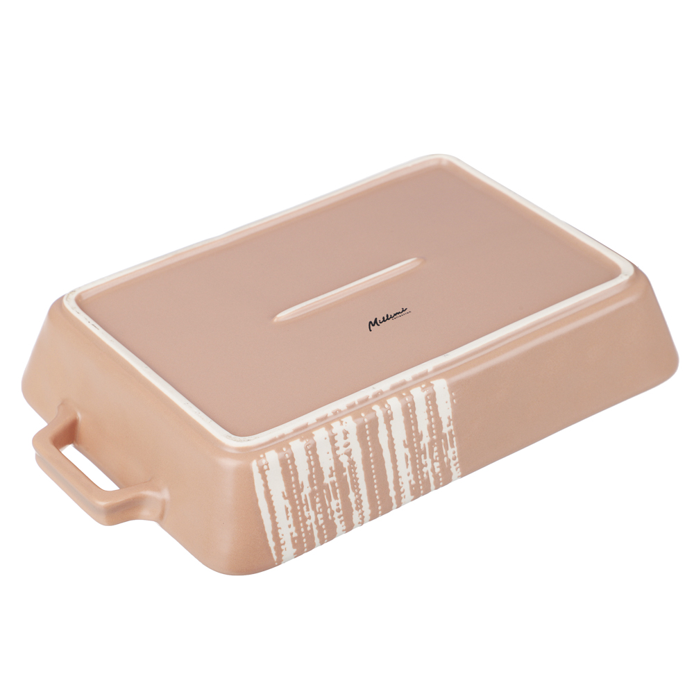 MILLIMI Форма для запекания и сервировки прямоугольная с ручками, керамика, 31х19х5,5 см, объем 1,4 л, бежевая, арт.№ 826-391