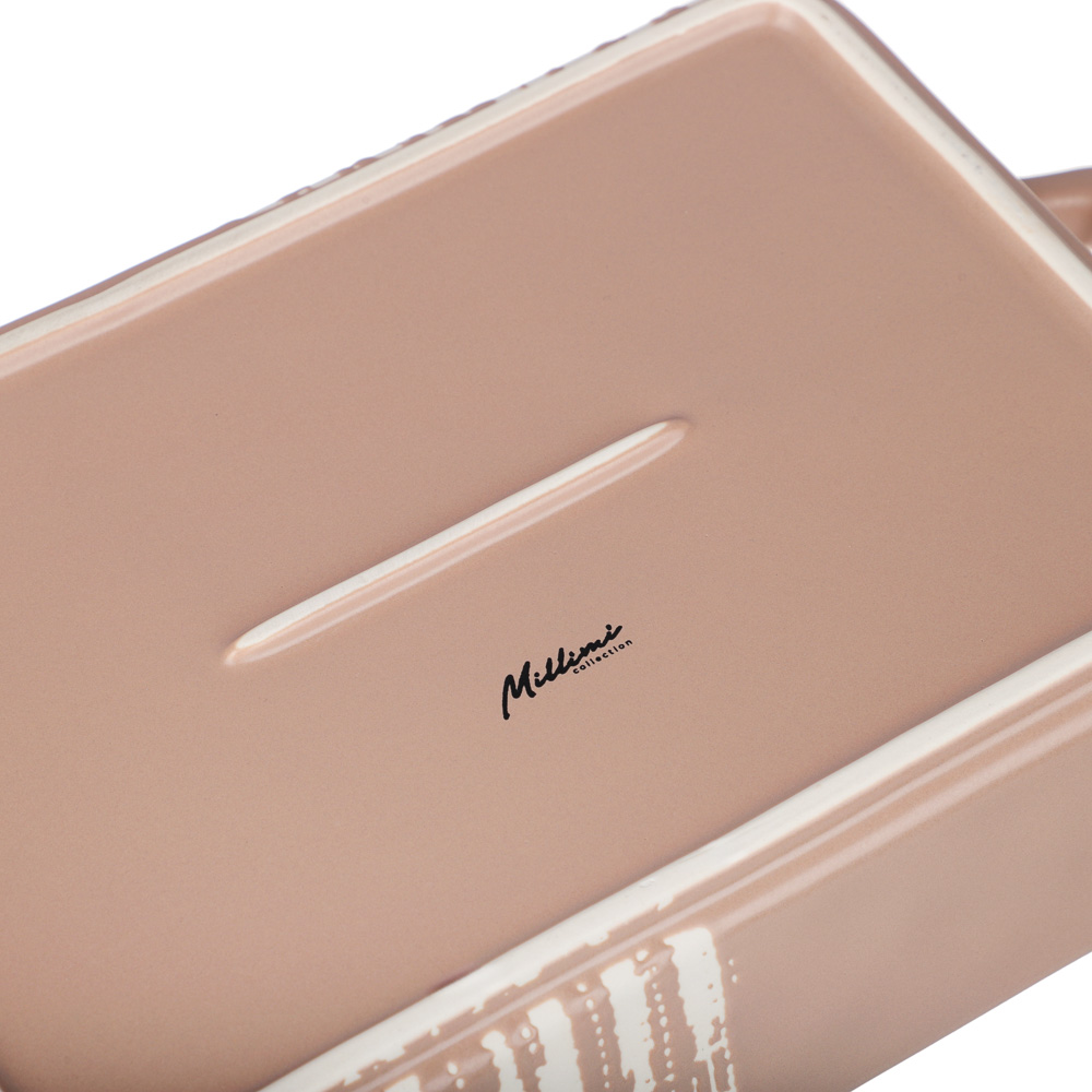 MILLIMI Форма для запекания и сервировки прямоугольная с ручками, керамика, 31х19х5,5 см, объем 1,4 л, бежевая, арт.№ 826-391