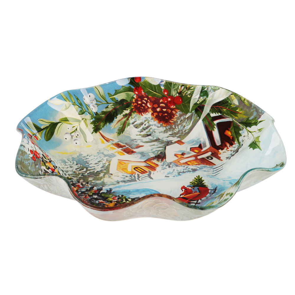 Зимний пейзаж Салатник круглый, 19х3,5см, стекло, арт.№ 820-790