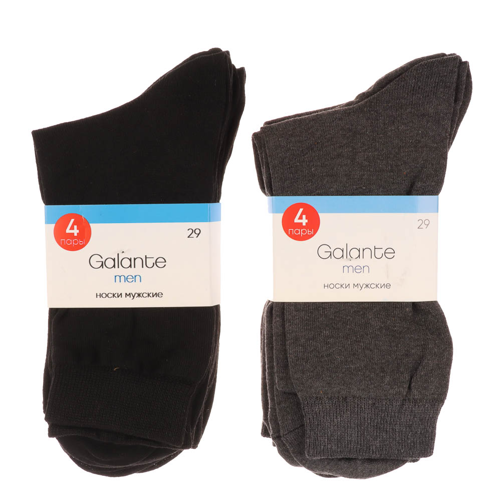 Набор носков 4 пары, GALANTE, р. 29, 70% хлопок, 29% полиамид, 1% эластан, черные, арт.№ 019-538