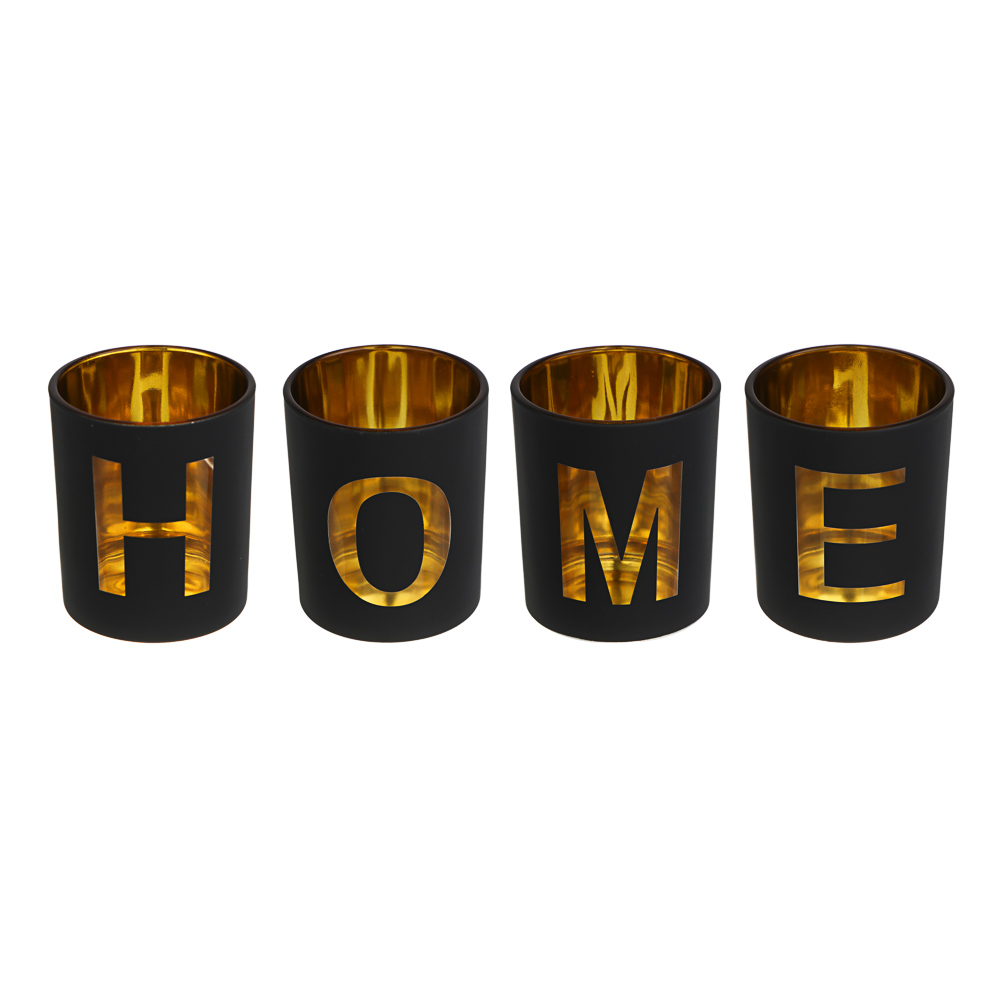 Набор подсвечников на подставке тм LADECOR 4 шт 6х6х7,5см, подставка 33,4х11,7х1,5см, стекло, дерево, арт.№ 477-265