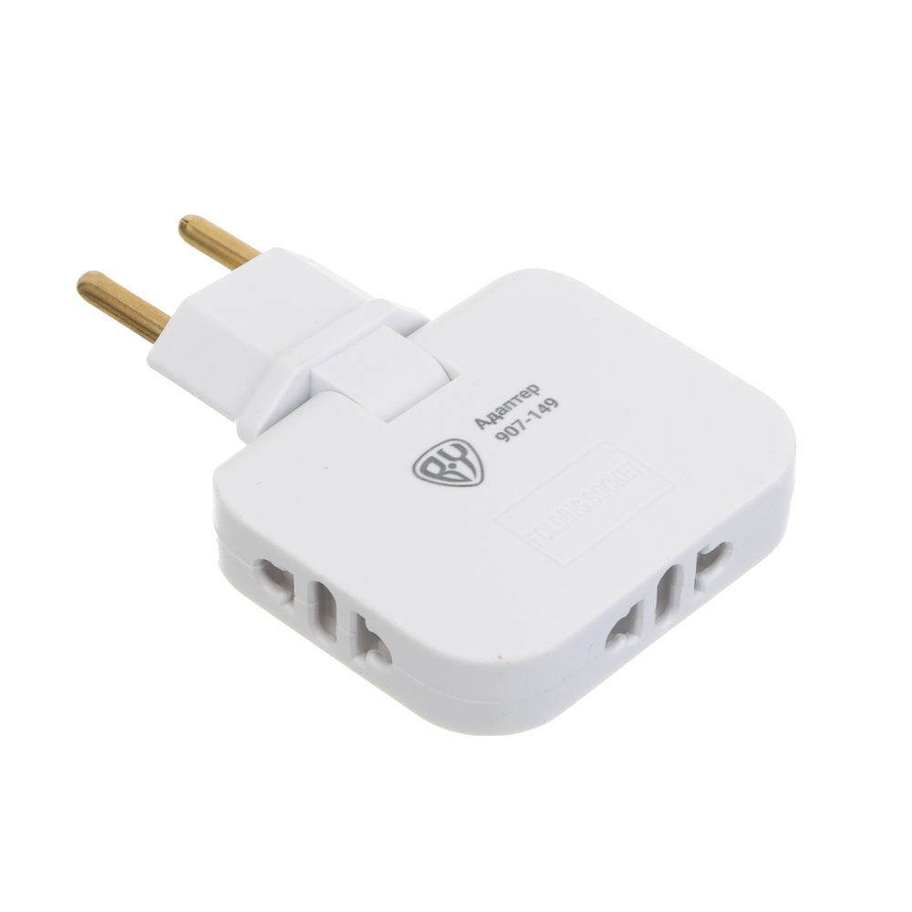 Разветвитель 3 гнезда BY плоский, поворотный, 180 градусов, 110-240В, 50-60Гц, 6А, б/з, белый, арт.№ 907-149