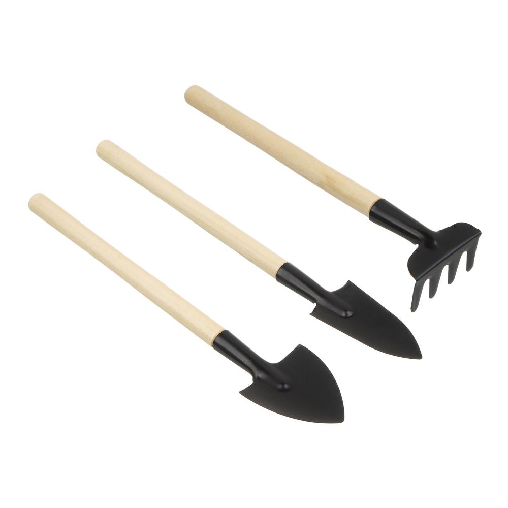 Набор для ухода за комн.растениями(совки 21-22см, грабли 18см), ручки лакирован, мет,дер., арт.№ 182-057