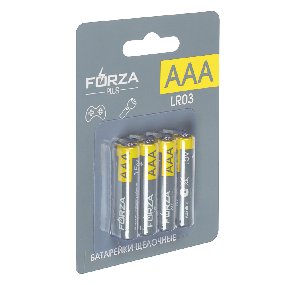 Батарейки AAA FORZA (LR03) 4шт в блистере, щелочные 1.5V, арт.№ 917-120