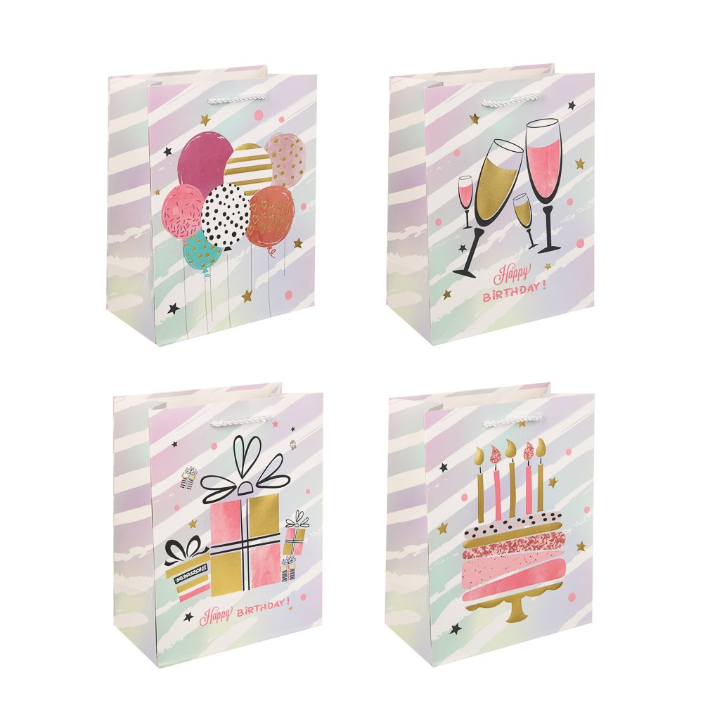 Пакет подарочный тм Fntastic 18x23x10см, бумага, 4 дизайна, арт.5, арт.№ 507-443