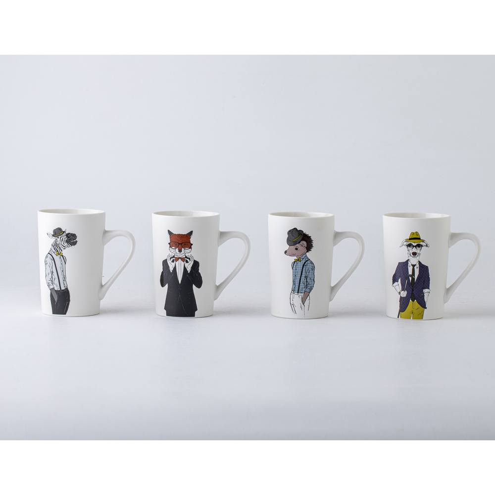 Кружка тм MILLIMI Джентльмены, 380мл, фарфор, 4 дизайна, арт.№ 806-356