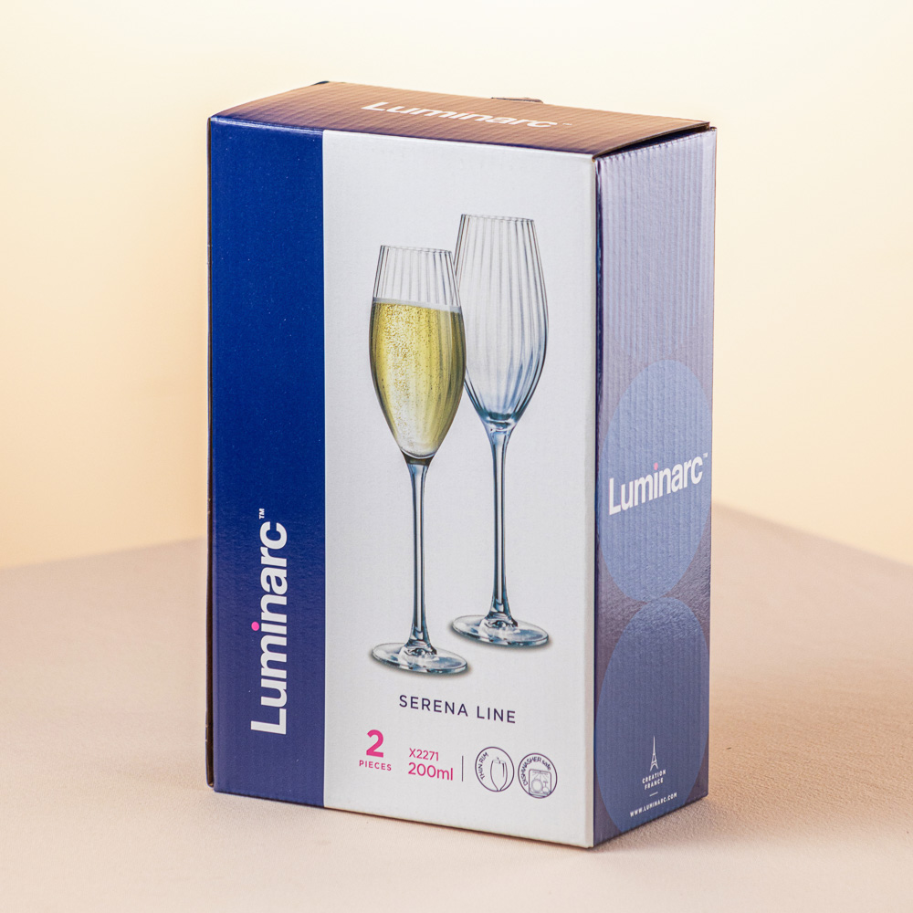 LUMINARC Serena Line Набор бокалов для шампанского 2шт 200мл, стекло, арт.№ 878-810
