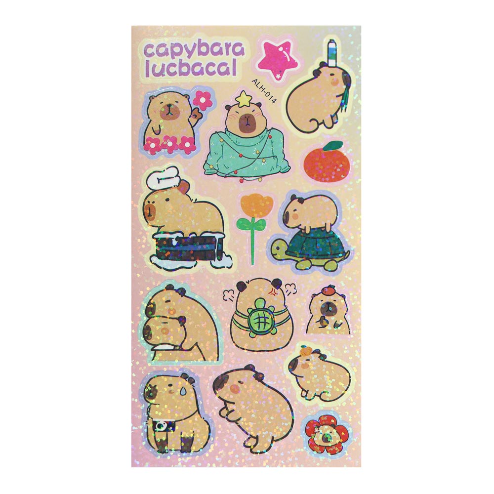 Набор наклеек "Капибара" 10х22,5см, ПВХ, микс 10 дизайнов, арт.№ 557-093
