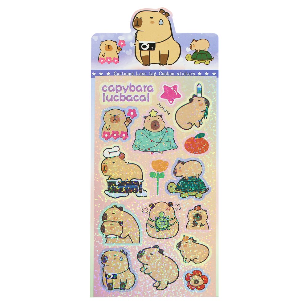 Набор наклеек "Капибара" 10х22,5см, ПВХ, микс 10 дизайнов, арт.№ 557-093