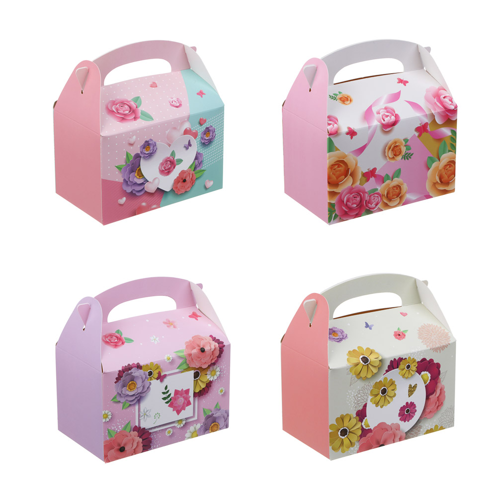 Коробка подарочная, складная, 15x9,2x9,2см, 4 дизайна, арт.№ 207-223