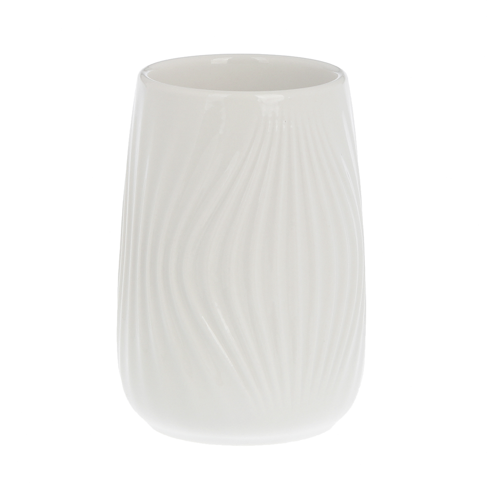 Стакан для ванной комнаты тм VETTA Тиволи, керамогранит, белый, 6,5x6,5x9,5см, арт.№ 463-589