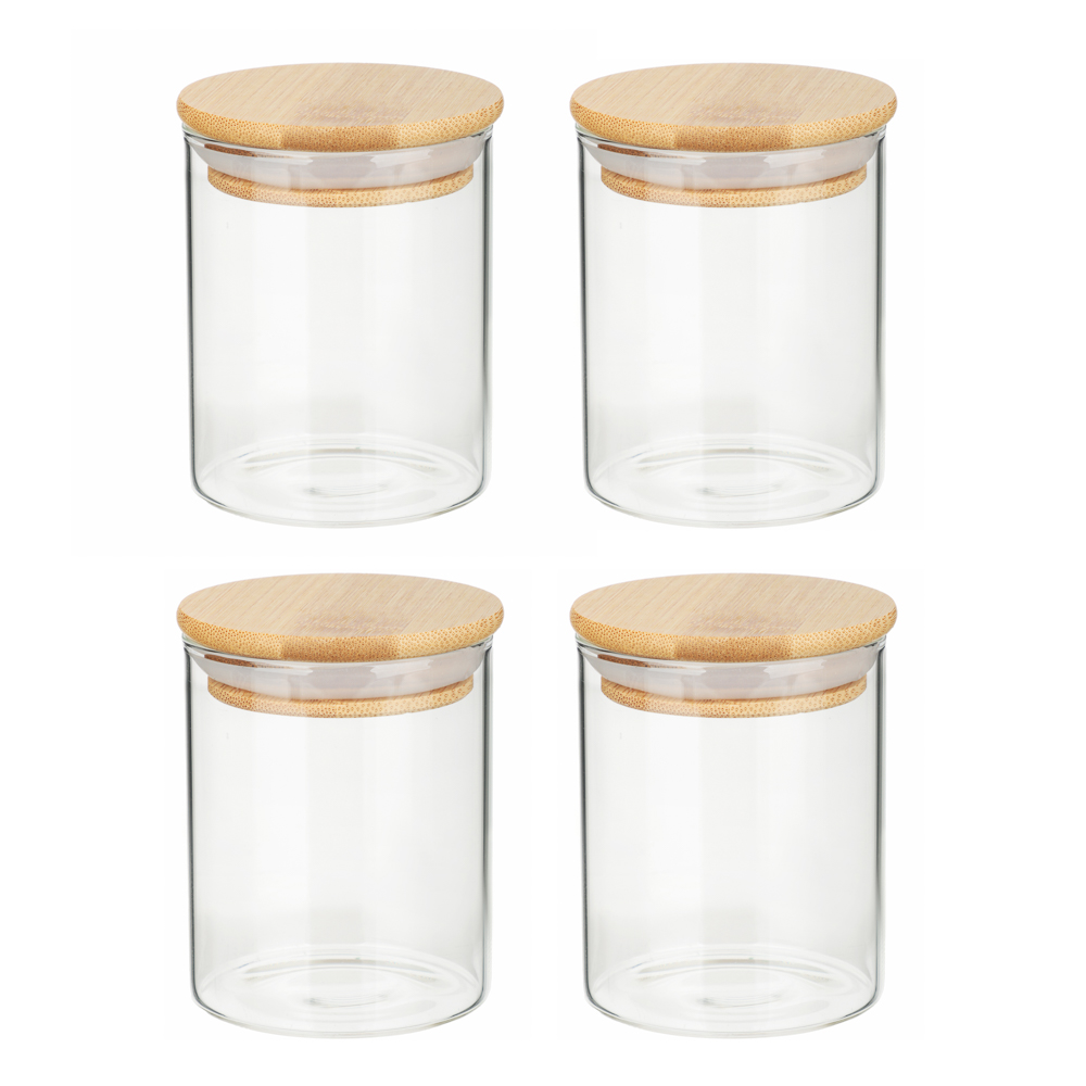VETTA ЭКО Набор банок для специй, 4шт., 190мл,стекло, бамбук, арт.№ 828-330