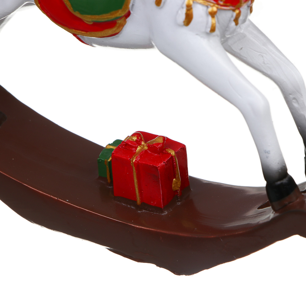 СНОУ БУМ Декоративная фигура "Конь-качалка", полистоун, белый, 15,5x3x14 см, арт.№ 398-836