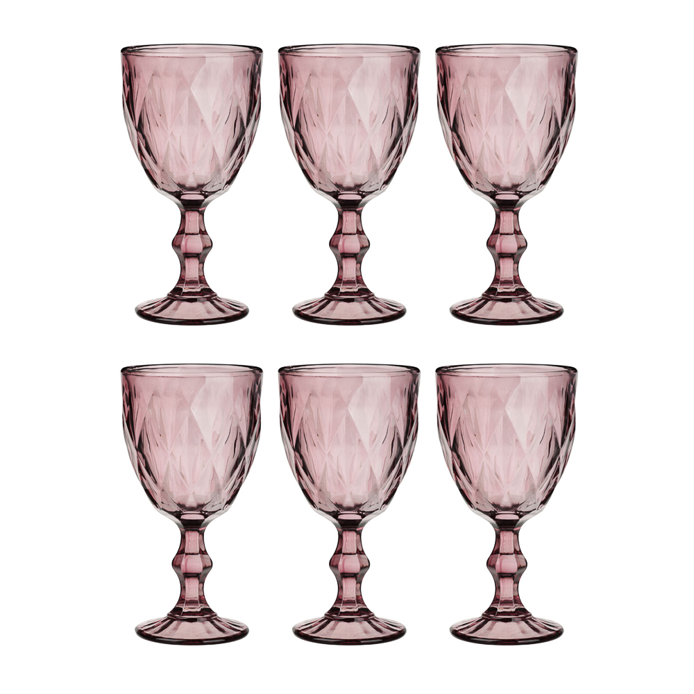 MILLIMI Набор бокалов 6 шт, 320 мл, стекло, бордовый ромб, арт.№ 878-636