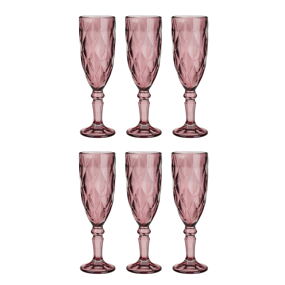 MILLIMI Набор бокалов 6 шт, 160 мл, стекло, бордовый ромб, арт.№ 878-637