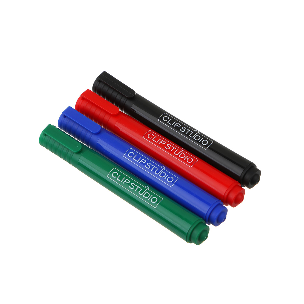 ClipStudio Набор маркеров перманентных, 4цв., пулевидный, 5мм, чехол с европодвесом, арт.№ 613-074