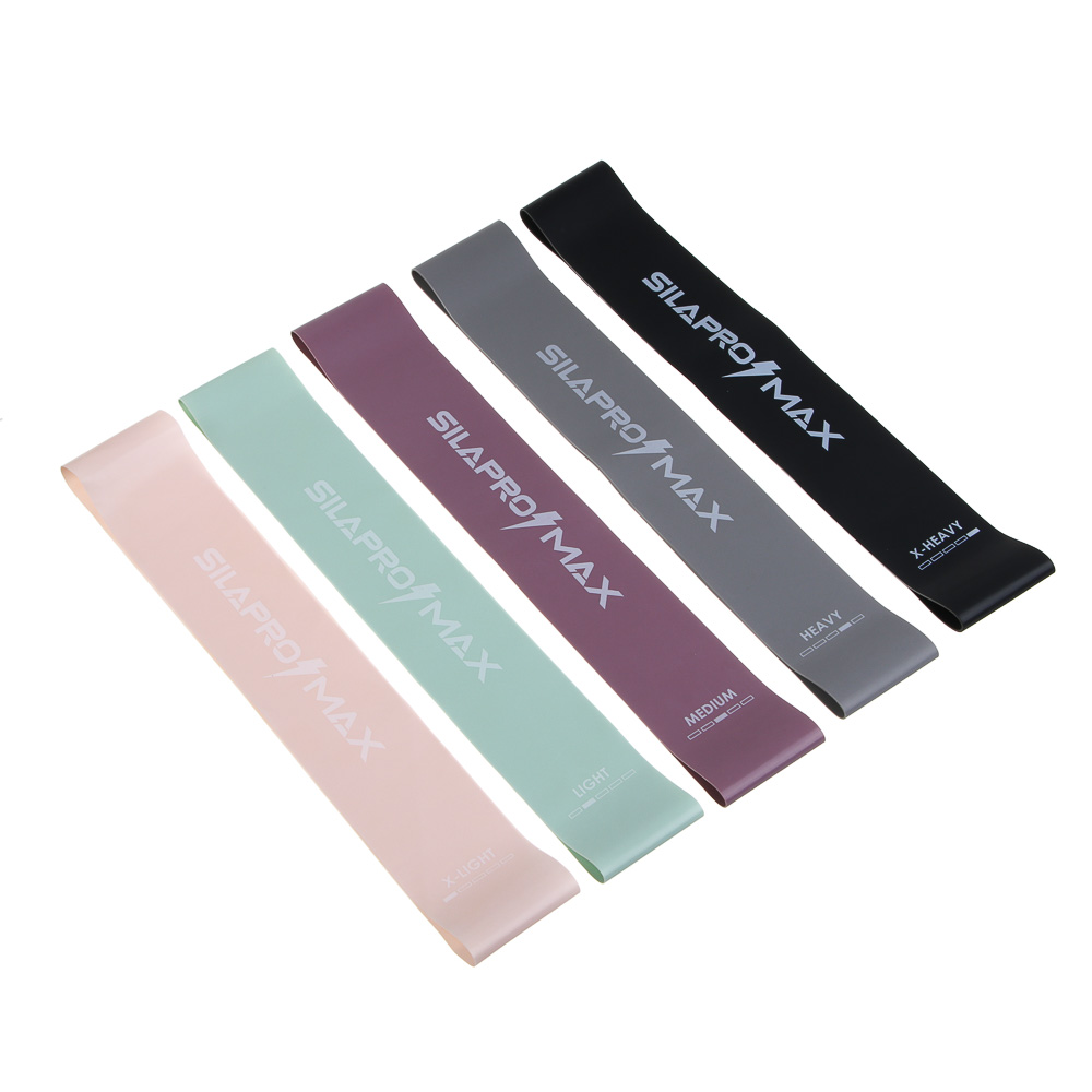 SILAPRO Max Набор фитнес резинок 5шт (5кг, 7кг, 11кг, 16кг, 21кг), 60х5см, латекс, арт.№ 093-032