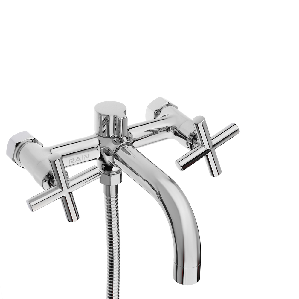 RAIN Смеситель для ванны Кристал, короткий излив, душ. набор, кран-буксы 1/2, латунь, хром, арт.№ 561-020