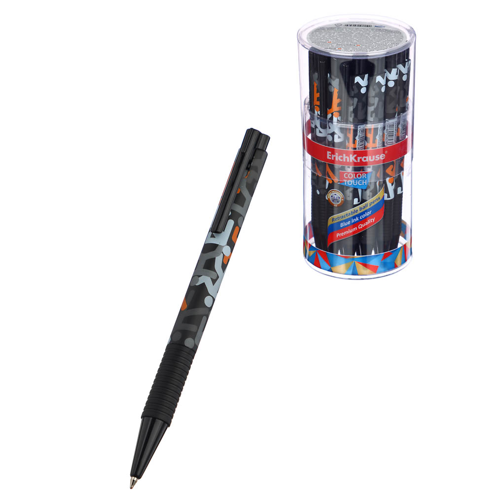 Erich Krause Авторучка шариковая синяя "Колортач Уокерс", тонир.корпус с принтом, 50823, арт.№ 626-050