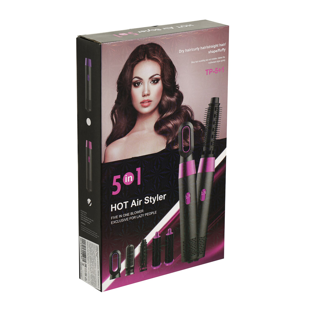 LEBEN Фен-щетка для волос, 1000 Вт, 2 скорости, 5 насадок, 220в, арт.№ 259-224