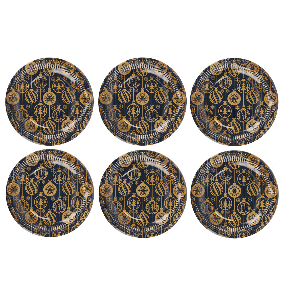 Набор бумажных тарелок Золотые шарики, 6 шт d=230 мм, арт.№ 530-438