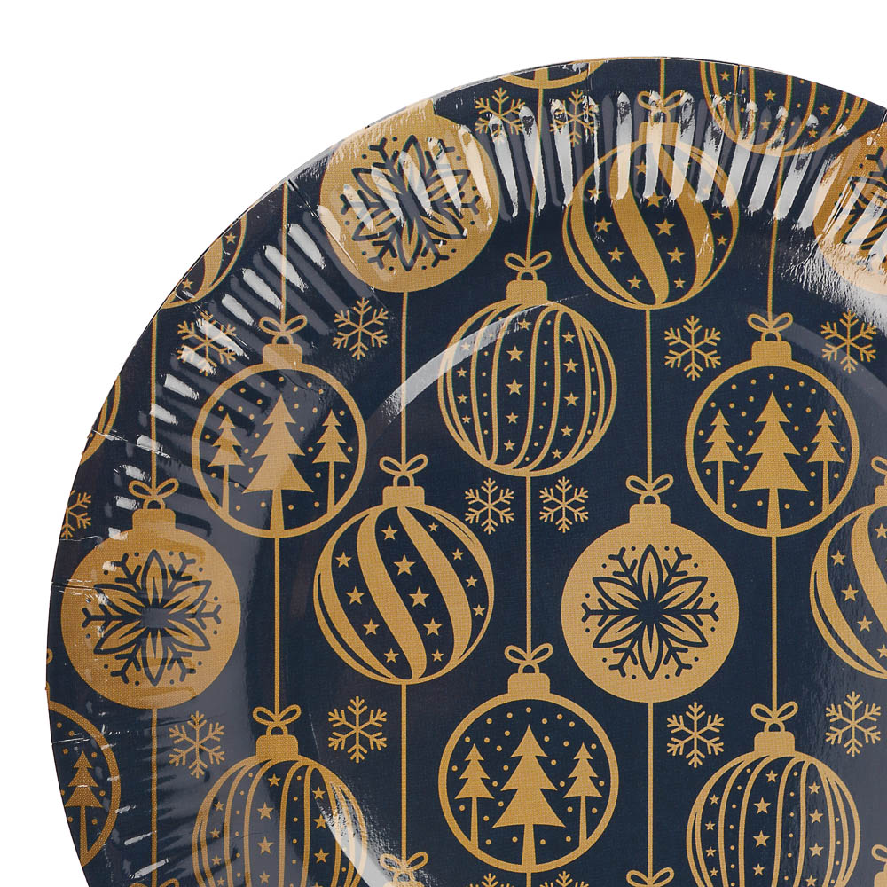 Набор бумажных тарелок Золотые шарики, 6 шт d=230 мм, арт.№ 530-438