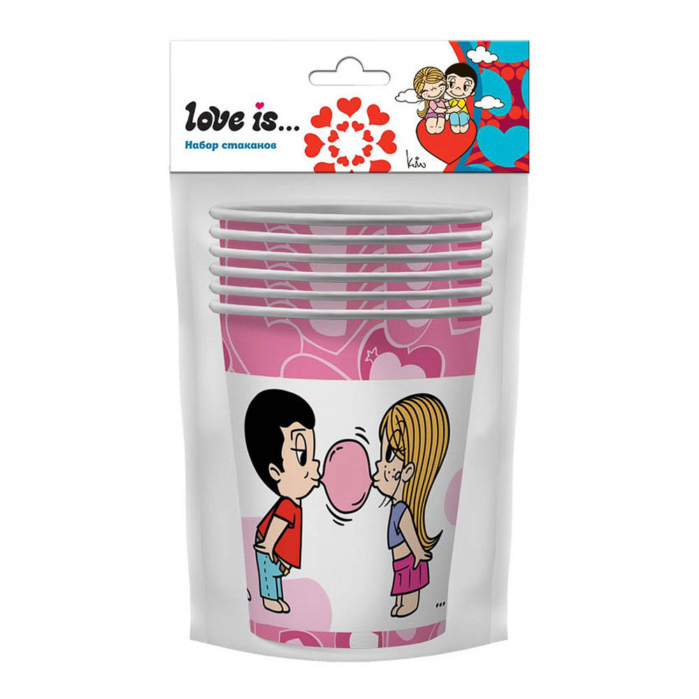 Love is…Набор бумажных стаканов, 6 шт*250 мл, арт.№ 530-440