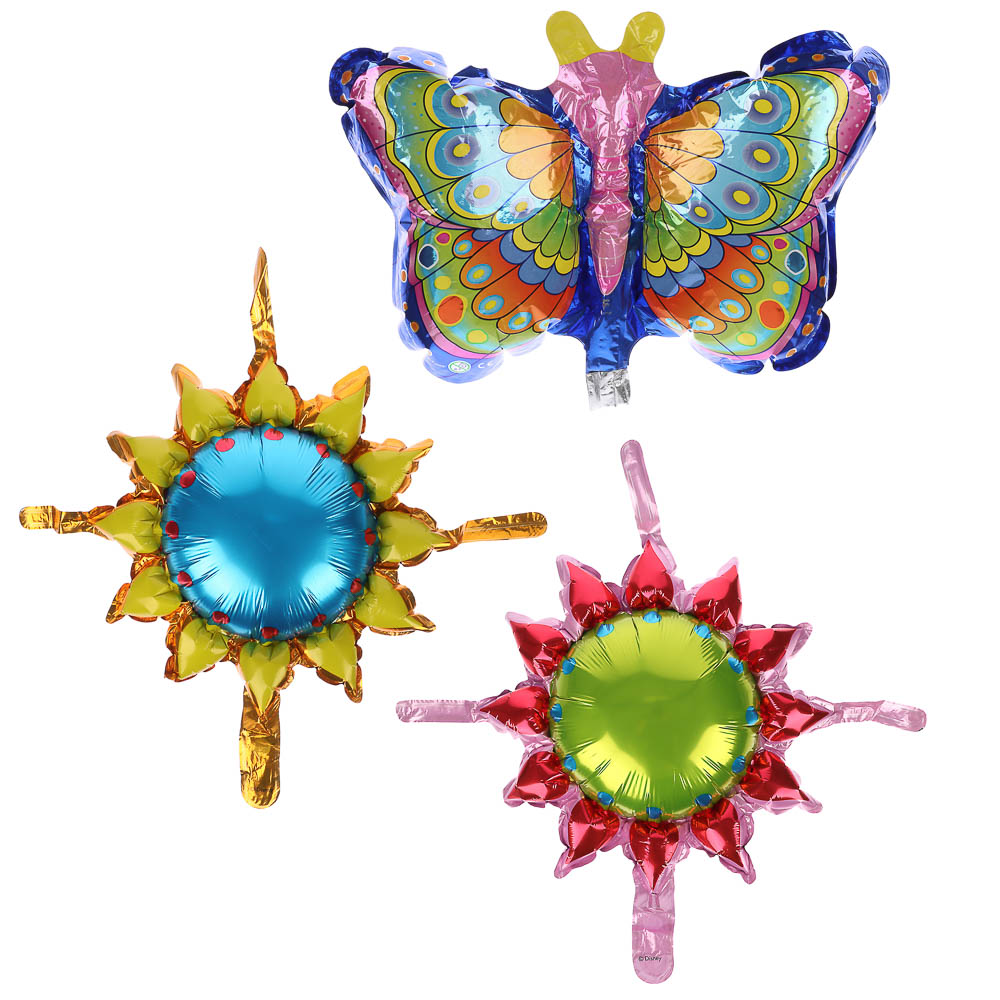 Шар фольгированный мини-фигура на палочке, цвета микс, арт.№ 518-333