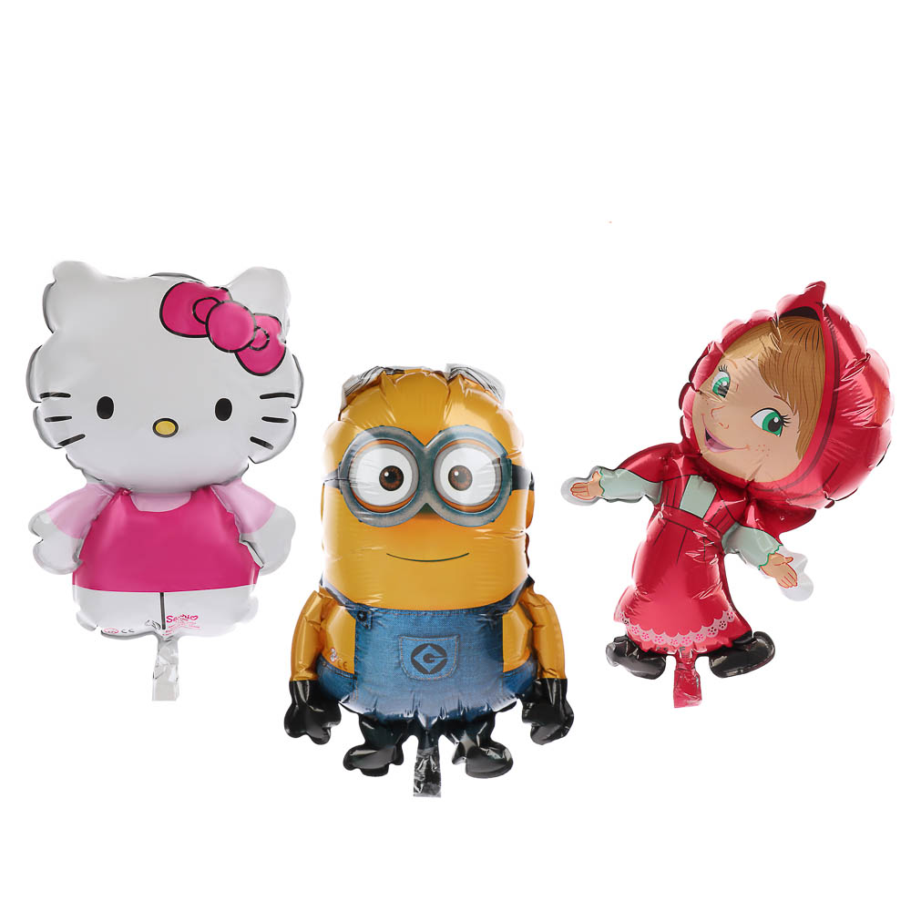 Шар фольгированный мини-фигура на палочке, цвета микс, арт.№ 518-333