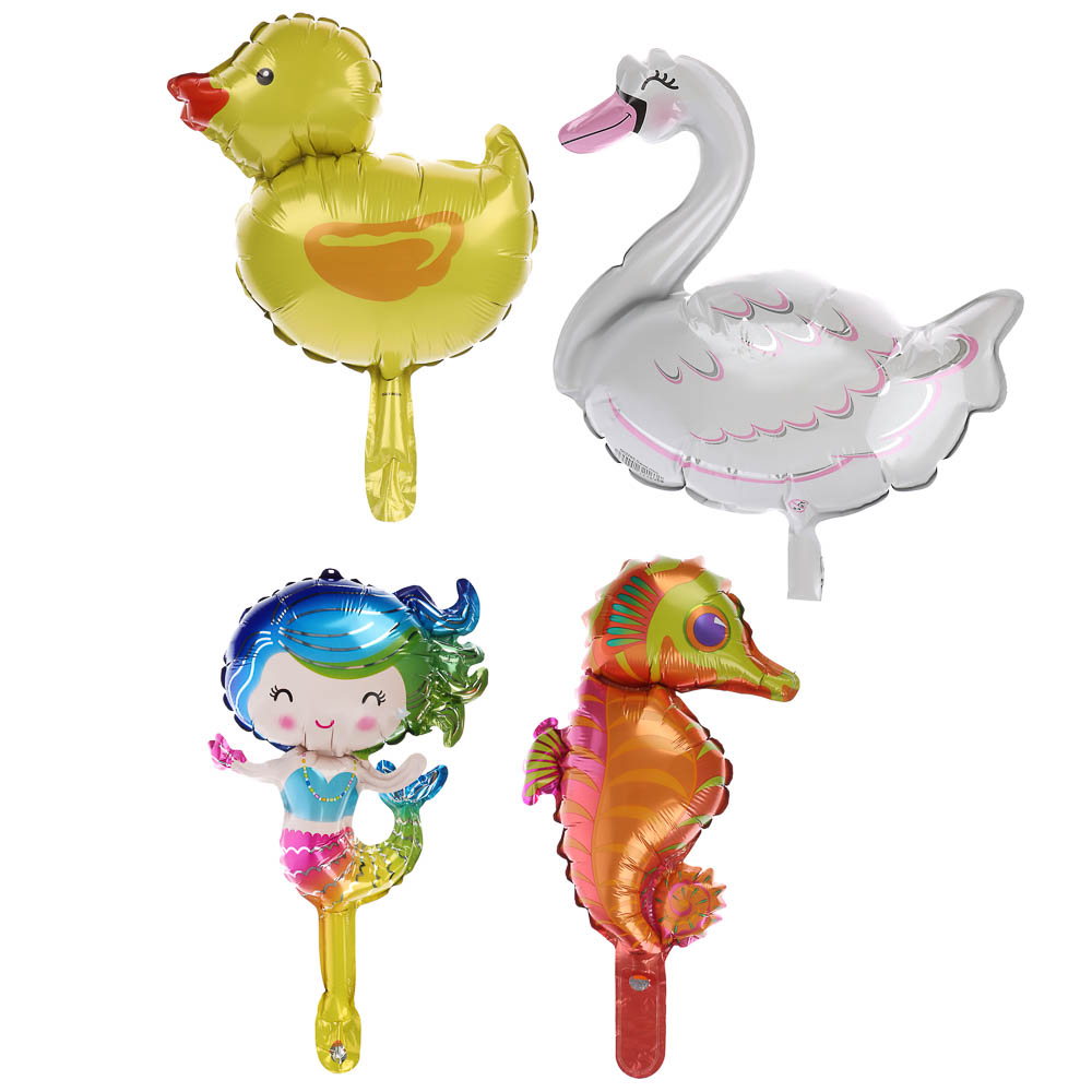 Шар фольгированный мини-фигура на палочке, цвета микс, арт.№ 518-333