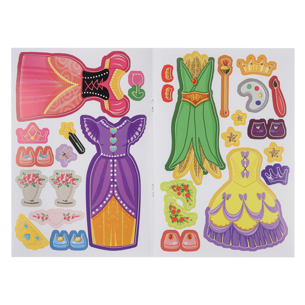 Книга "Чудесные наряды", с наклейками, 16х23см, 16 стр., 4 дизайна, арт.№ 290-389