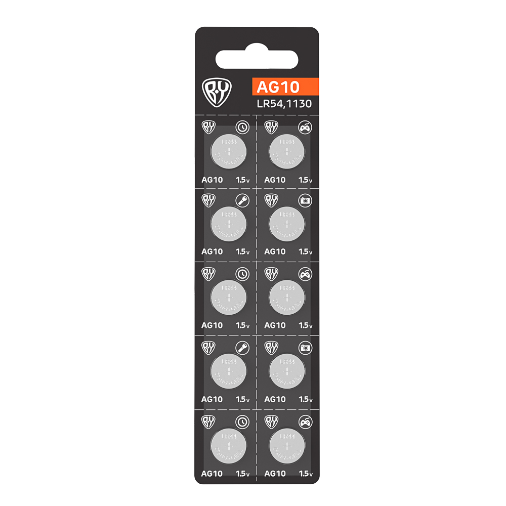 BY Батарейка AG13 (LR44) 10шт в отрывном блистере, щелочная 1.5V, арт.№ 917-122