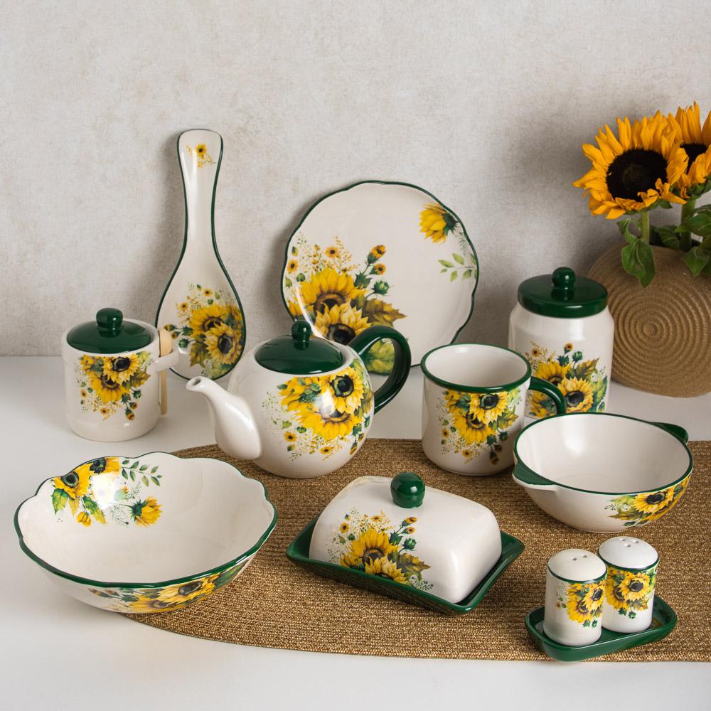 MILLIMI Подсолнухи Банка для хранения, 500мл, 10х13,8см, керамика, арт.№ 824-655