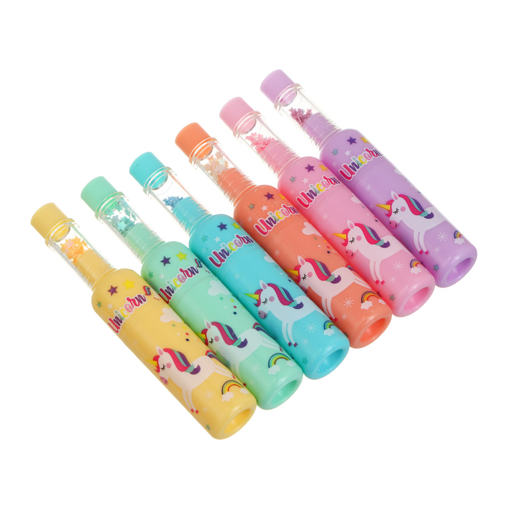 Набор маркеров-выделителей "Единорожка/Котики" колпачок глиттер в форме звезд., 9,5см.,2 вида, арт.№ 532-083