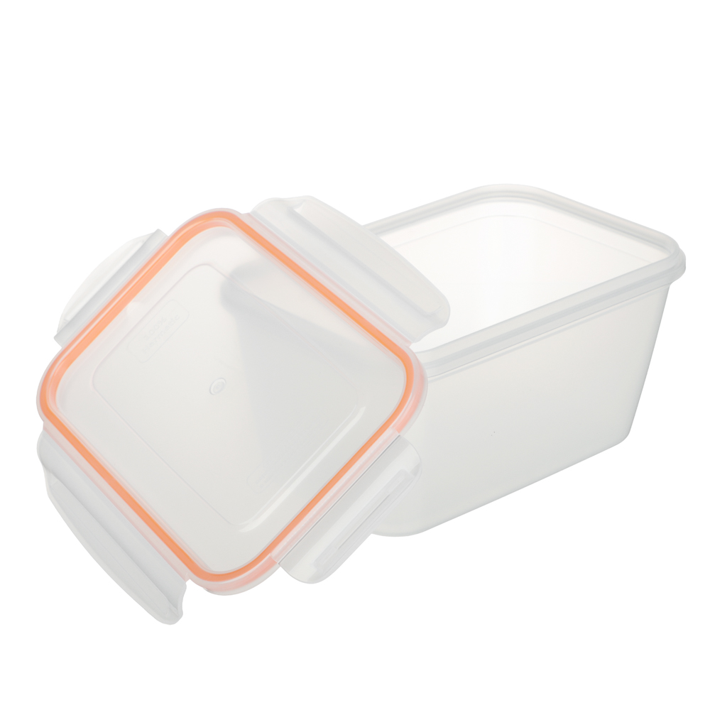 Контейнер пищевой герметичный с защелками 1,4л, прямоугольный конусный, пластик, арт.№ 861-555