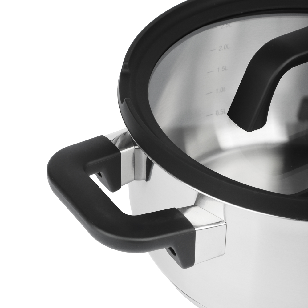 BY COLLECTION Inta Набор посуды кухонной 7пр, кастрюли 5л; 3л; ковш 1,5л; сковорода 24см, нерж.сталь, арт.№ 822-290