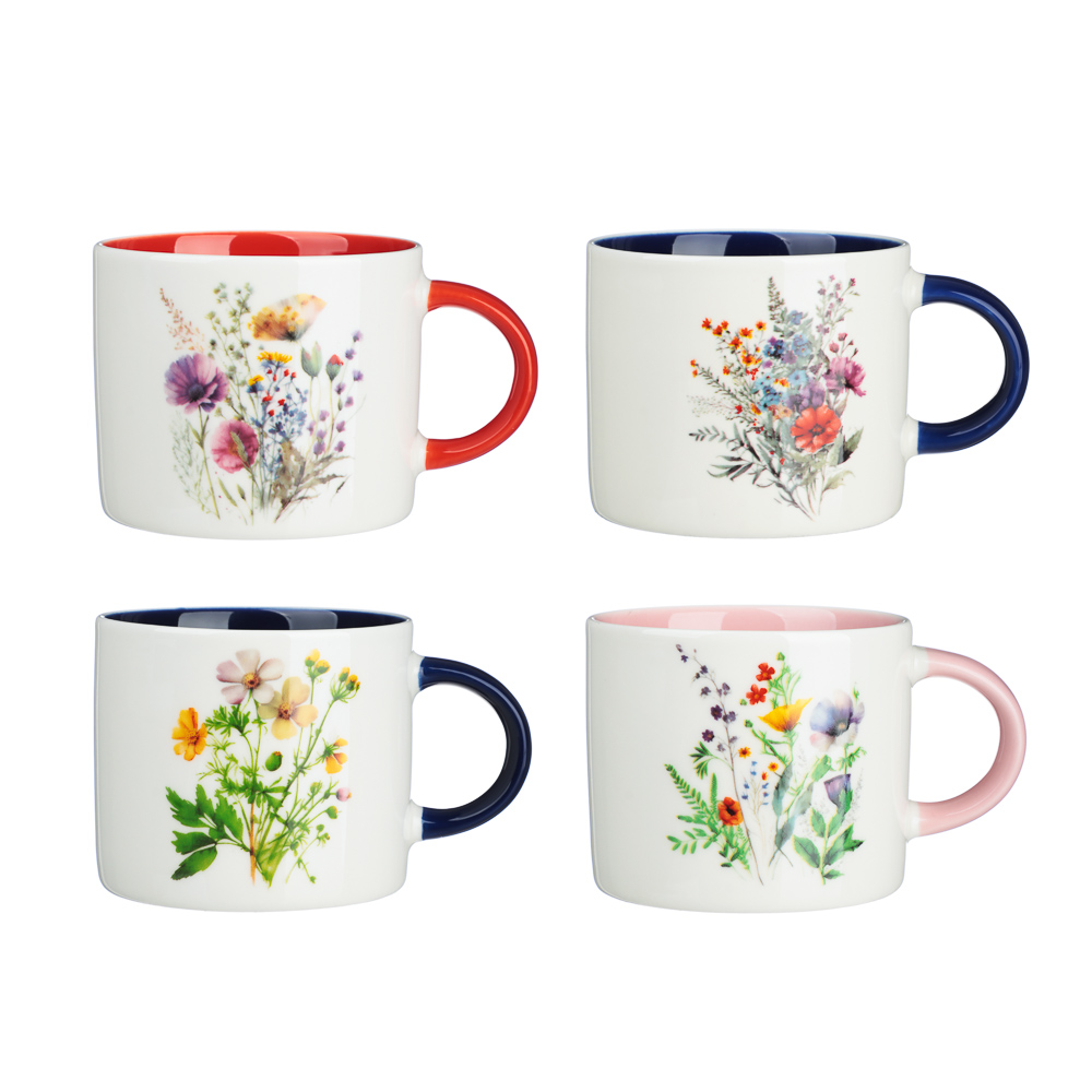 MILLIMI Кружка Луговые цветы, 380 мл, фарфор, 4 дизайна — купить в МПР MILLIMI Кружка Луговые цветы, 380 мл, фарфор, 4 дизайна, арт.№ 806-275