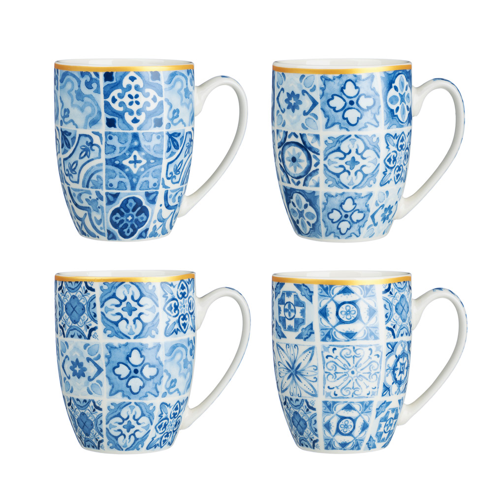 MILLIMI Кружка Голубая мозаика, 350мл, фарфор, 4 дизайна — купить в МПР MILLIMI Кружка Голубая мозаика, 350мл, фарфор, 4 дизайна, арт.№ 806-279