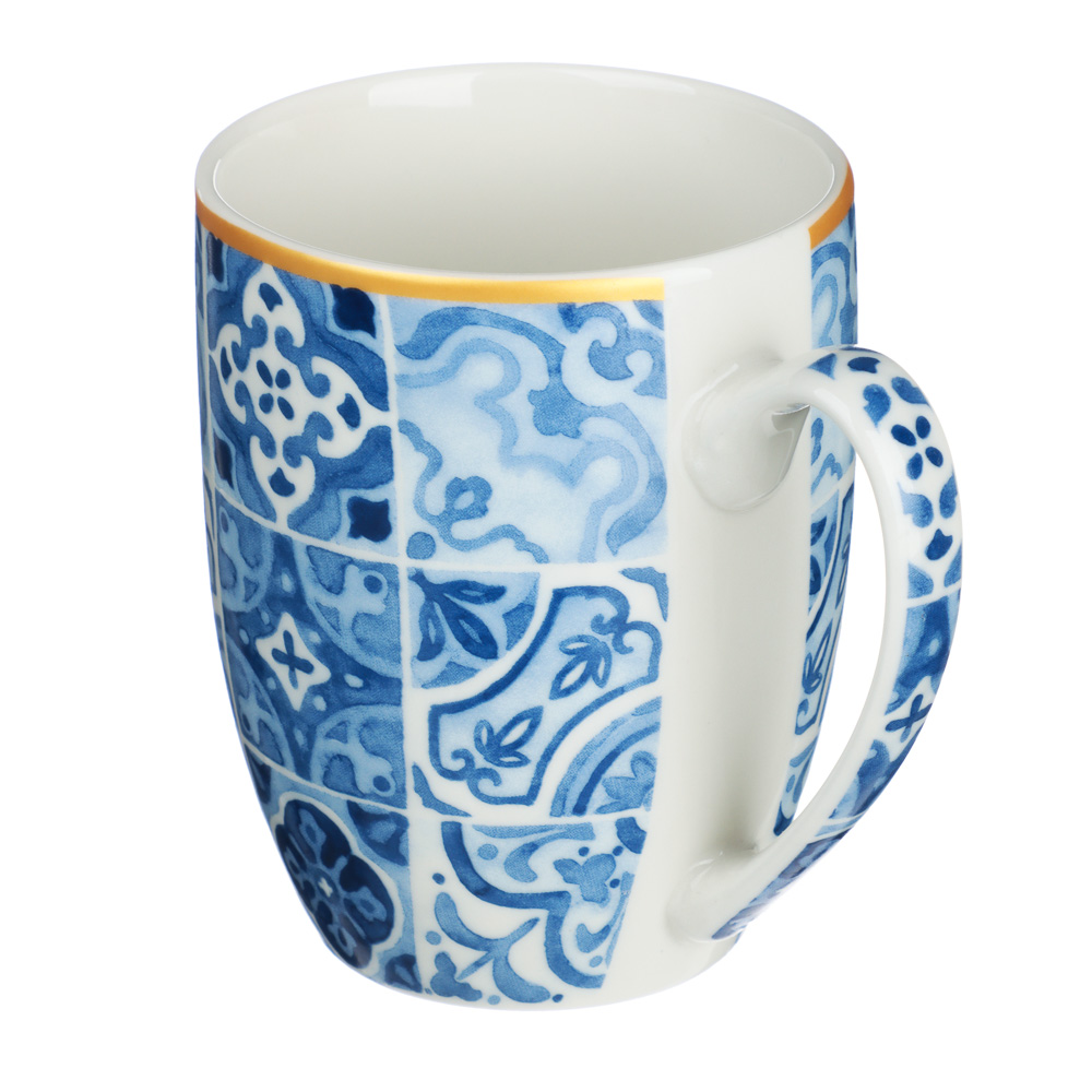 MILLIMI Кружка Голубая мозаика, 350мл, фарфор, 4 дизайна, арт.№ 806-279