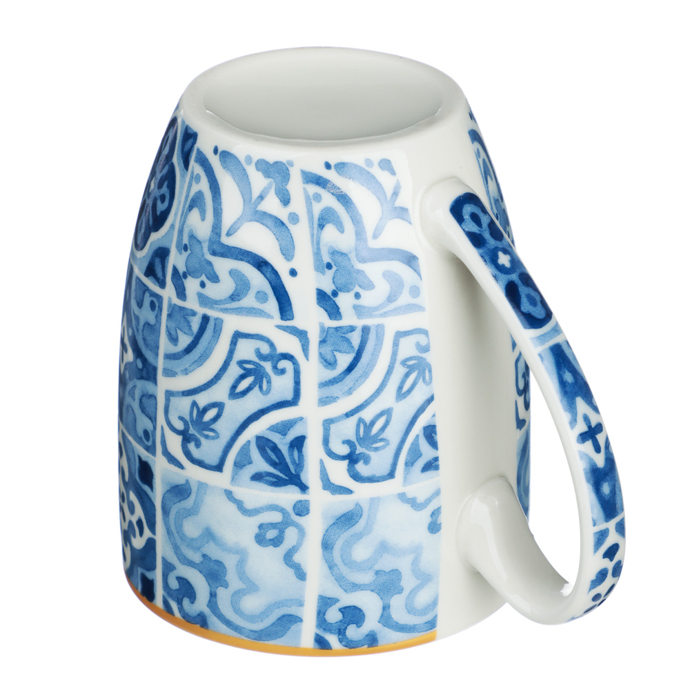 MILLIMI Кружка Голубая мозаика, 350мл, фарфор, 4 дизайна, арт.№ 806-279