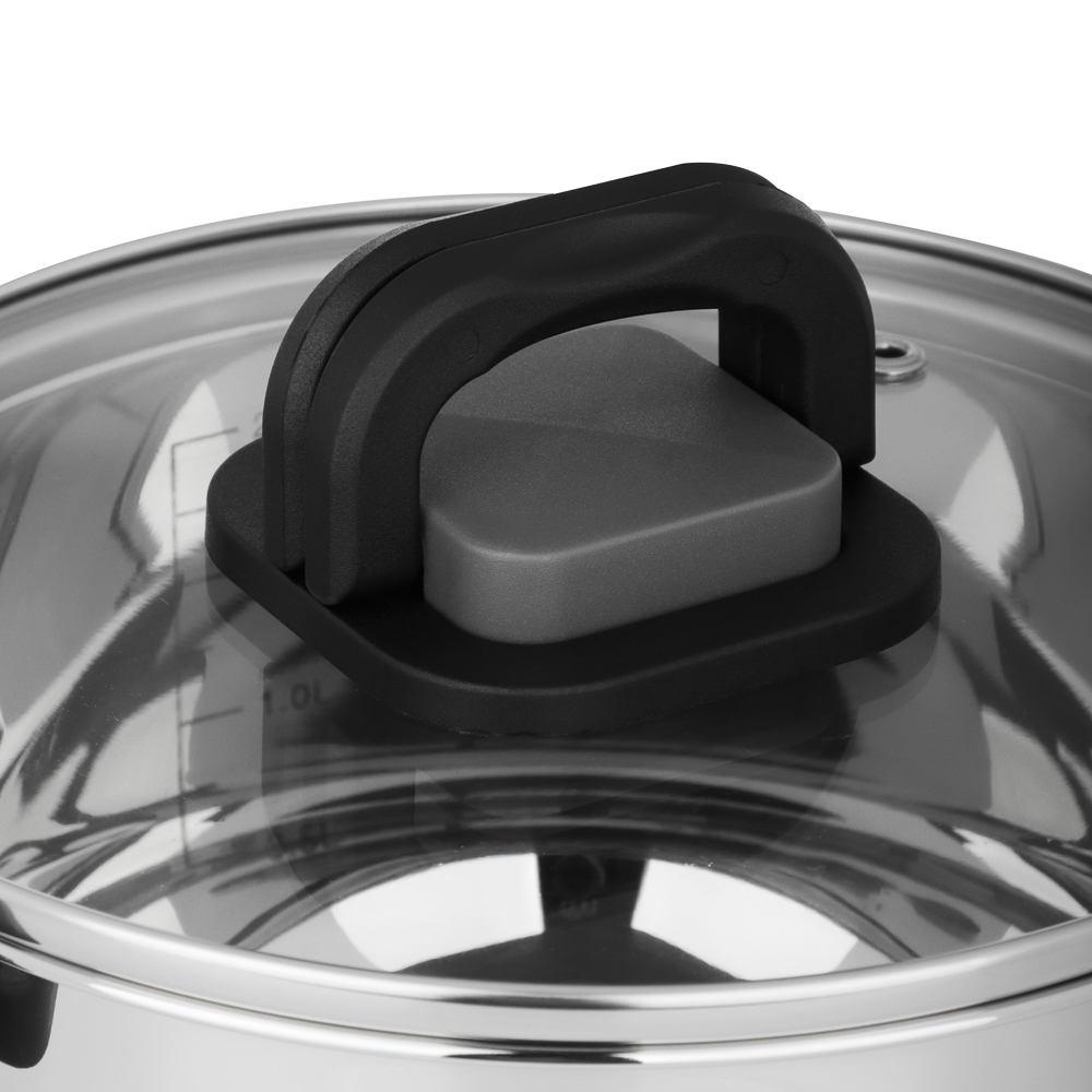 Кастрюля тм SATOSHI Манн 18х10,5см. 2,4л. со стекл. крышкой, индукция, арт.№ 822-299