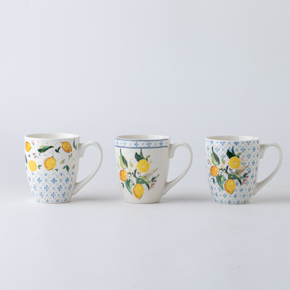 Кружка тм MILLIMI Лимоны, 400мл, фарфор, 3 дизайна, арт.№ 806-358