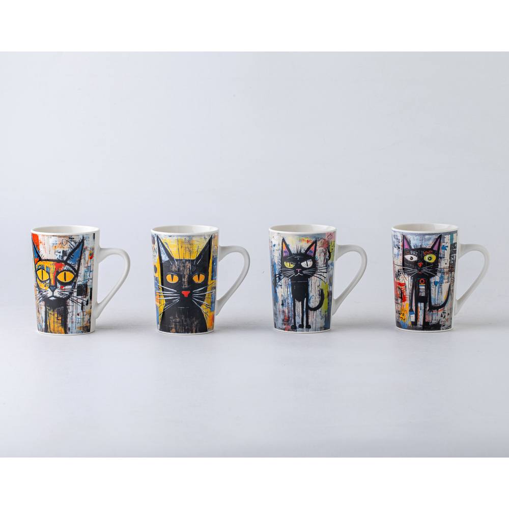 Кружка тм MILLIMI Кошачий глаз, 380мл, фарфор, 4 дизайна, арт.№ 806-359
